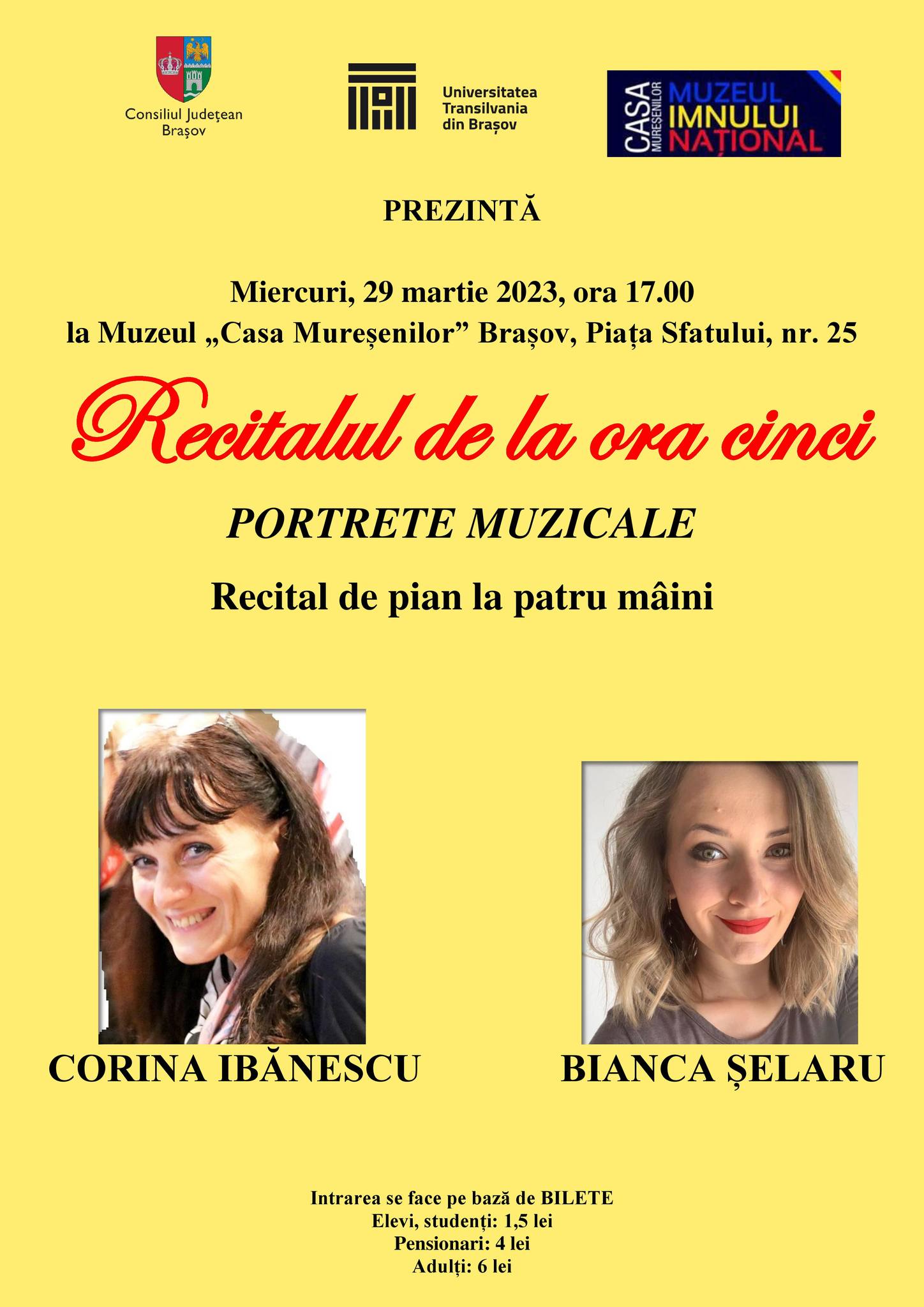 „Recitalul de la ora cinci”, la Muzeul „Casa Mureșenilor” Brașov