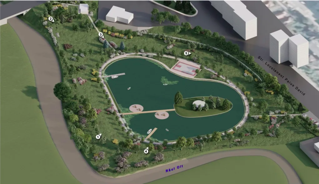 O nouă cafenea urmează să fie construită pe o insulă din mijlocul lacului de agrement din Cartierul Gării