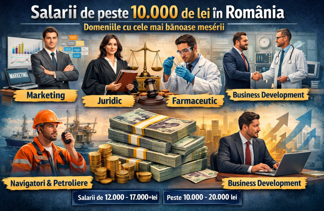 Salarii de peste 10.000 de lei în România. Domeniile în care angajații pot ajunge la câștiguri ridicate