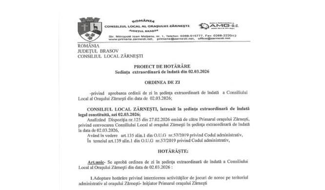 Zărnești interzice jocurile de noroc. Decizia a fost adoptată de Consiliul Local