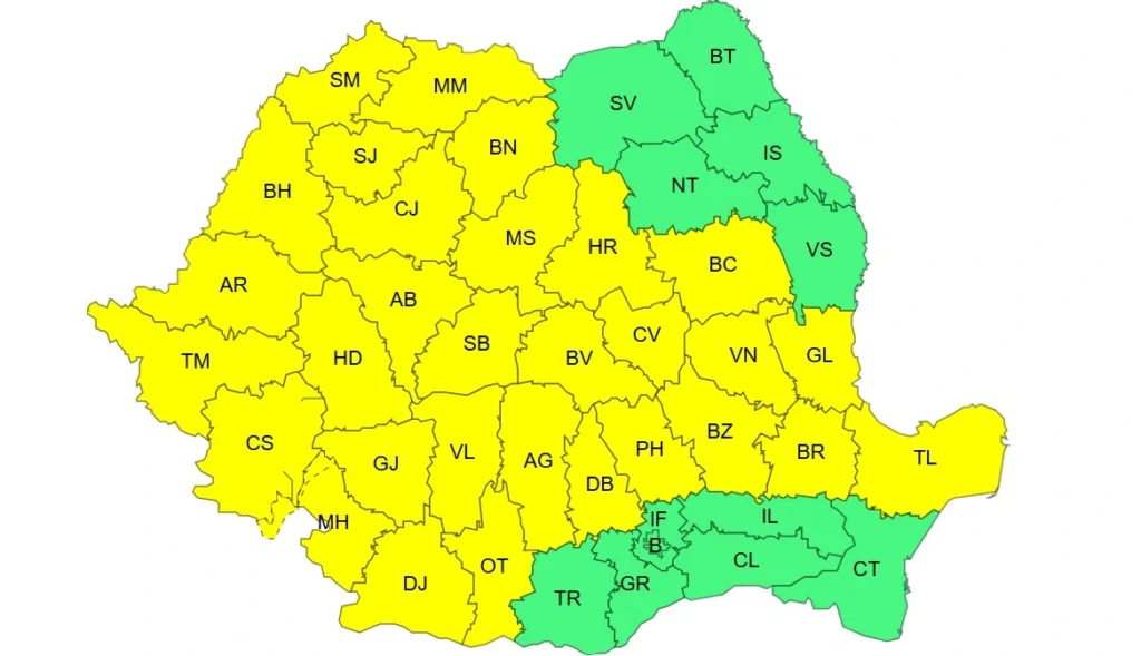 Avertizare meteorologică: Cod galben în Brașov