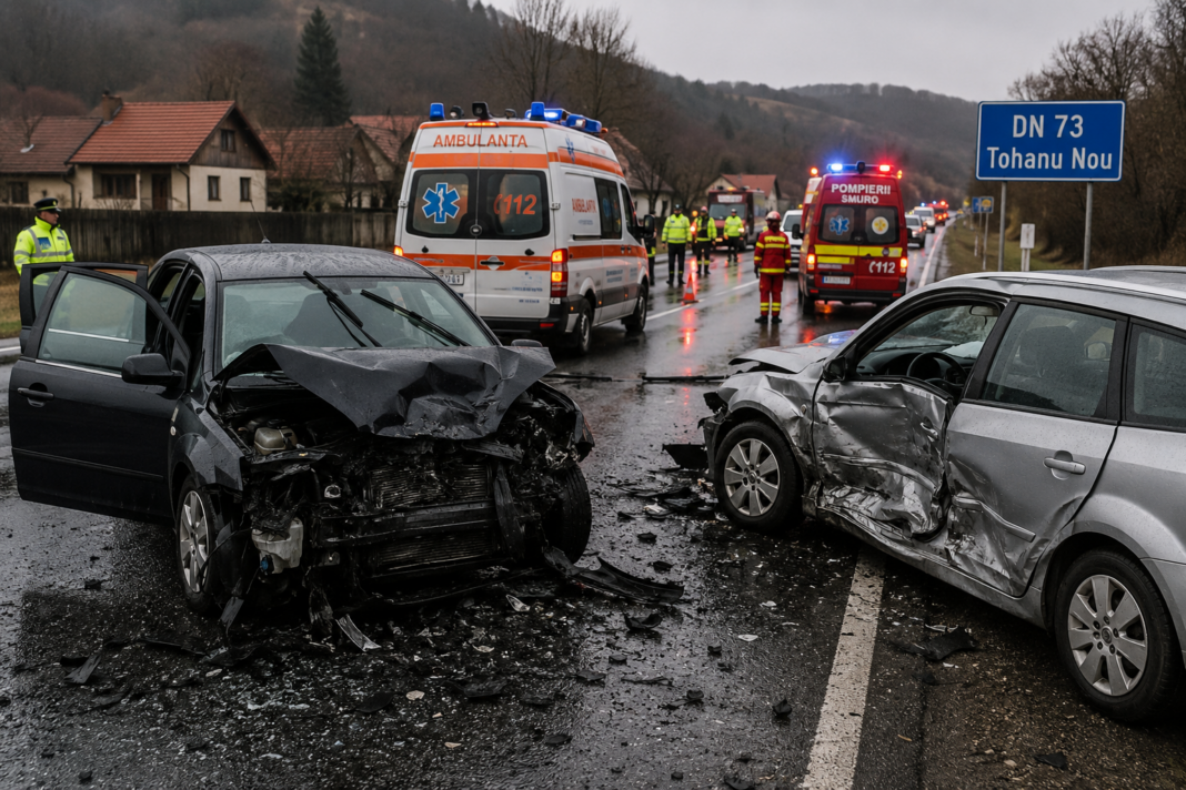 Coliziune pe DN73, în Tohanu Nou: Patru răniți și trafic restricționat