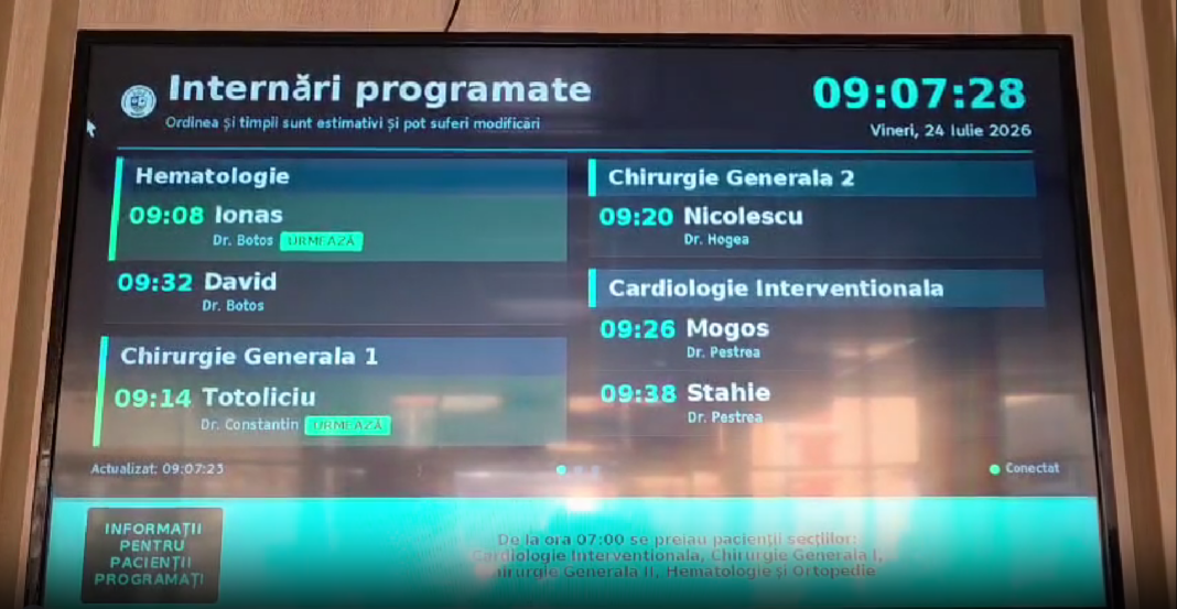 VIDEO Un nou pas înainte în comunicarea cu pacienții la Spitalul Județean Brașov: Afișaj electronic pentru informarea bolnavilor despre procesul de internare