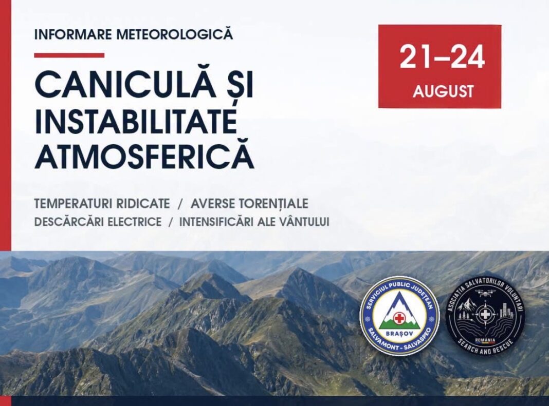 Avertizare pentru turiștii din Brașov: temperaturi de până la 40°C, furtuni, grindină și vânt puternic la munte