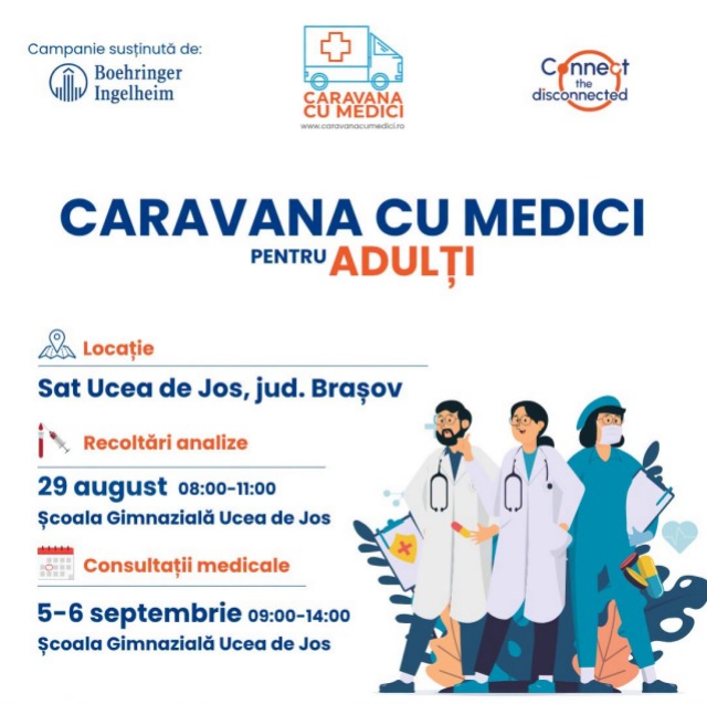 Caravana cu Medici va oferi consultații și analize gratuite în Ucea de Jos. Aproape 30 de medici se alătură inițiativei