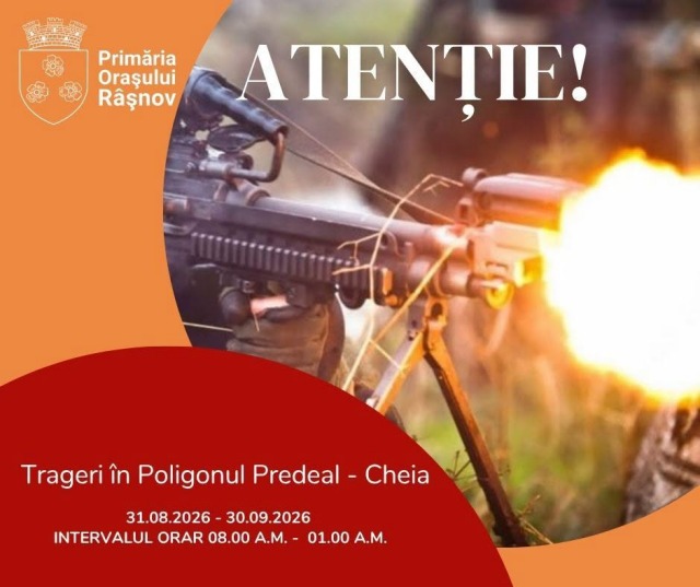 Exerciții de tragere programate în Poligonul Predeal-Cheia pe durata lunii septembrie