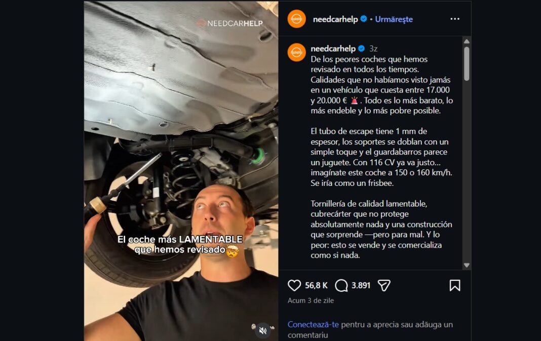 Mecanic spaniol critică dur un model Dacia după inspecție: „Nu am întâlnit ceva mai rău. Deplorabil!”