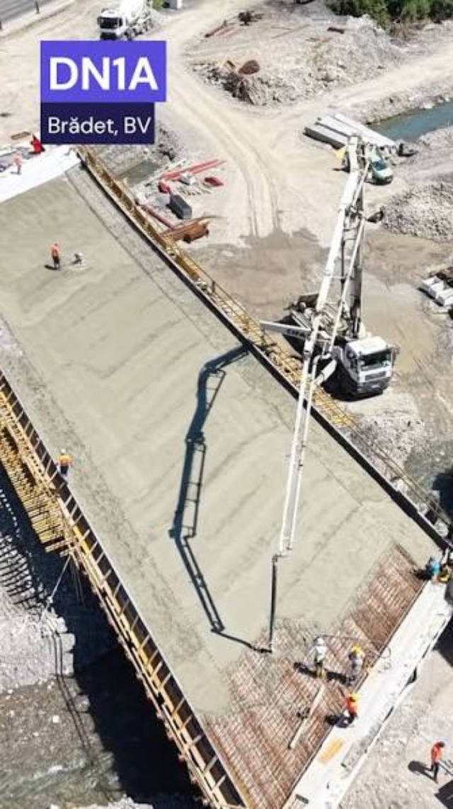 Progres semnificativ la podul DN1A din Brădet: Placa de suprabetonare a fost finalizată (VIDEO)
