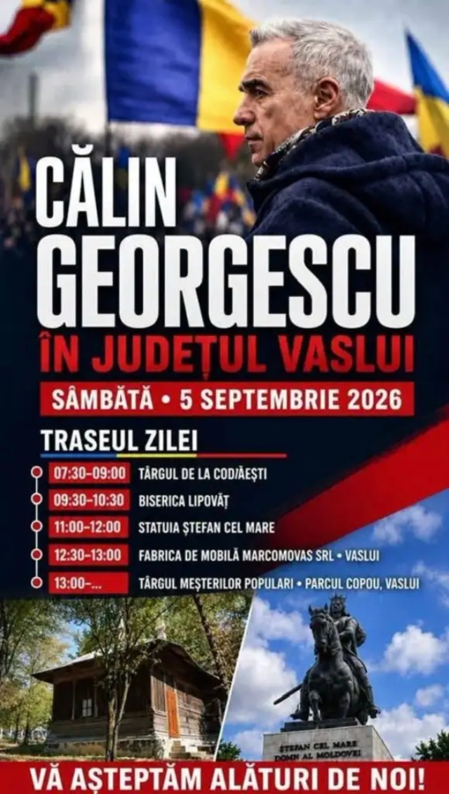 Călin Georgescu, refuzat de conducerea unei fabrici din Vaslui în timpul turneului său național