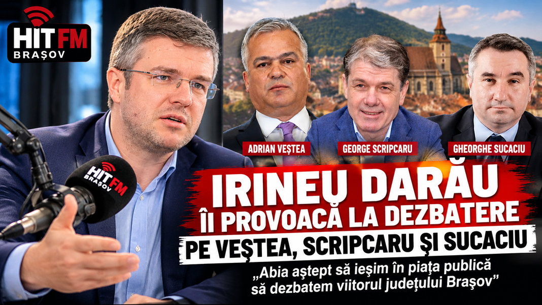 Irineu Darău îi provoacă la dezbatere pe Veștea, Scripcaru și Sucaciu: „Abia aștept să ieșim în piața publică să dezbatem viitorul județului Brașov”