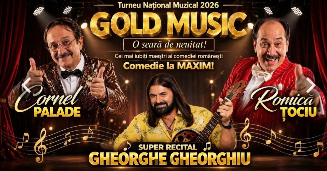 ROMICA ȚOCIU, CORNEL PALADE ȘI GHEORGHE GHEORGHIU,PE SCENA CASEI DE CULTURĂ DIN CODLEA.BILETELE, LA JUMĂTATE DE PREȚ!