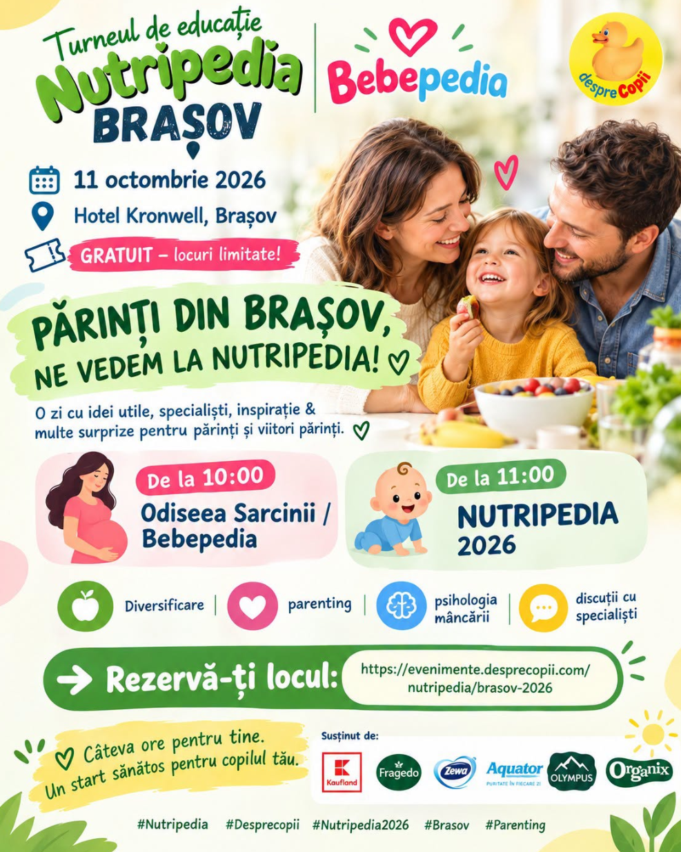 NUTRIPEDIA Smart Parenting ajunge la Brașov: câteva ore pentru tine, un start sănătos pentru copilul tău
