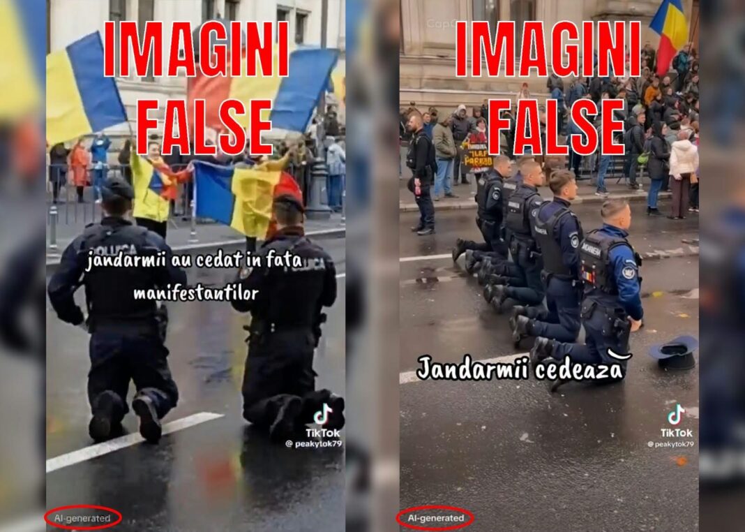 Jandarmeria Română: Imagini false cu jandarmi la protest