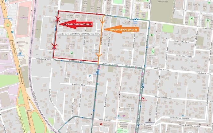 Linia 36 deviată temporar în Brașov
