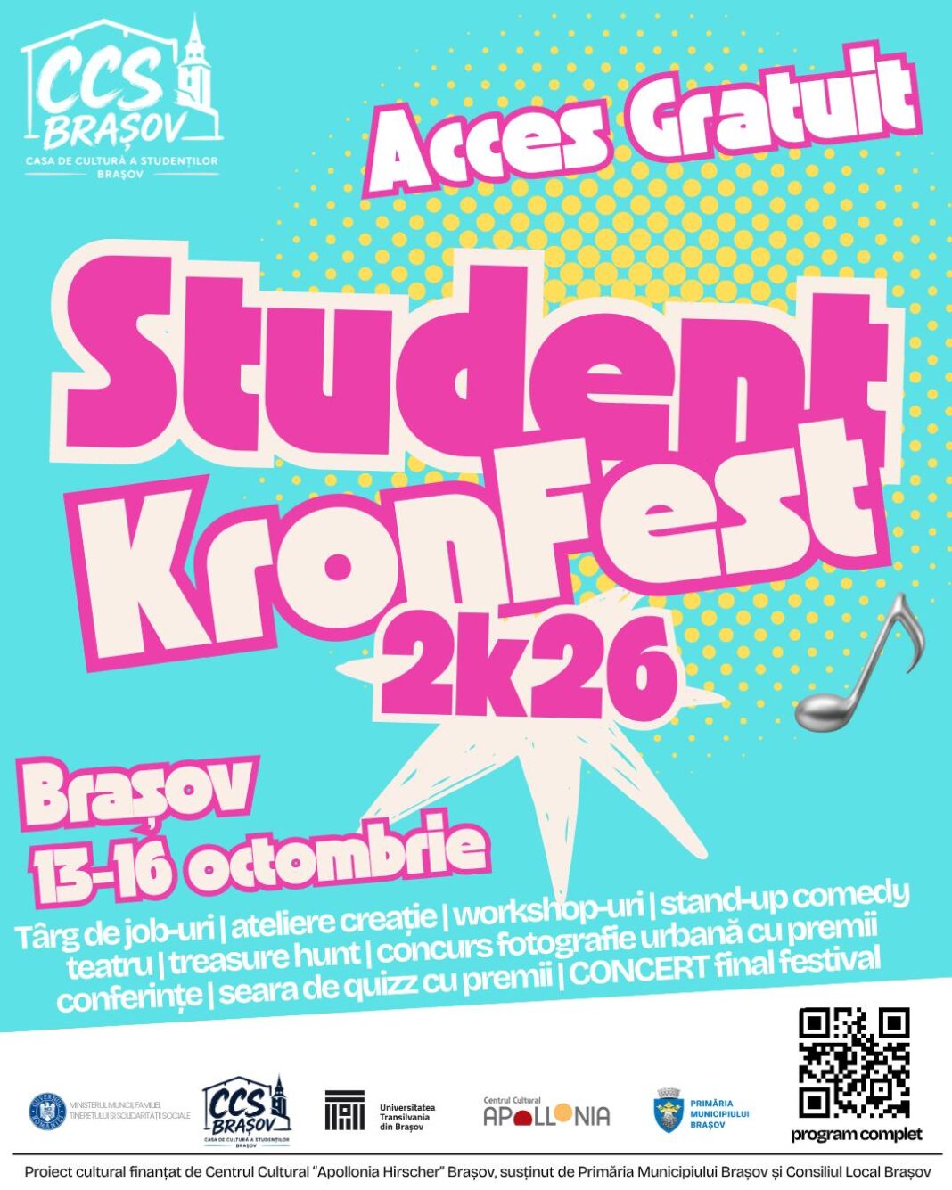 Student Kronfest 2K26: Eveniment Cultural Gratuit în Brașov