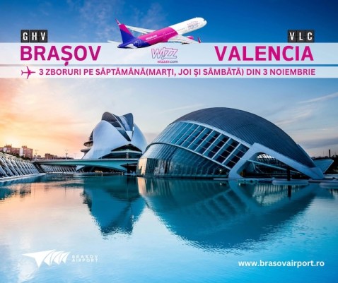 Wizz Air lansează zboruri din Brașov spre Spania